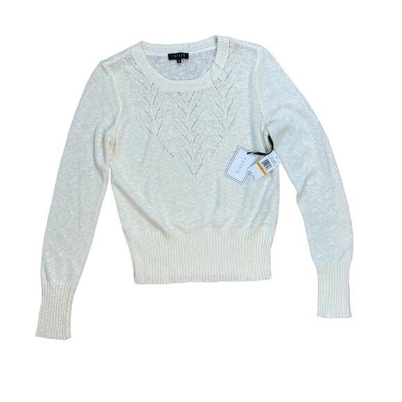 NWT 1. STATE Retro Sweater Antique White Lightweight Neutral L Large - Picture 2 of 8